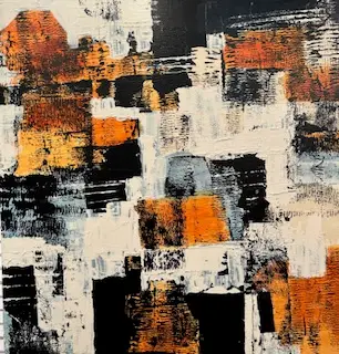 brown black and white abstract shapes