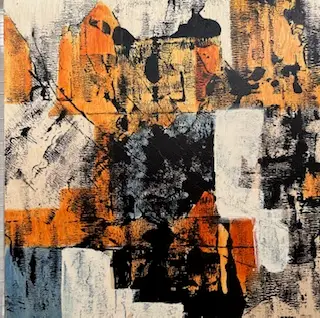 brown black and white abstract shapes