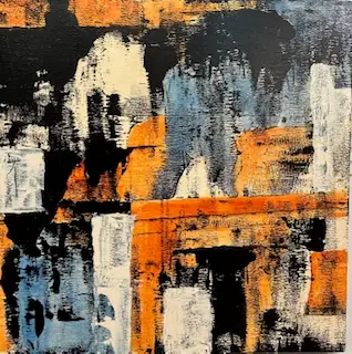 brown black and white abstract shapes