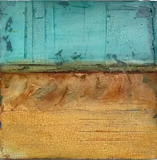 abstract textured painting brown and teal