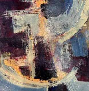 abstract shapes with white, tan blue and black